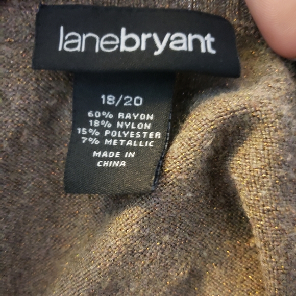 Lane Bryant Brown Gold Metallic Short Sleeve Dolman Sweater - Picture 3 of 4